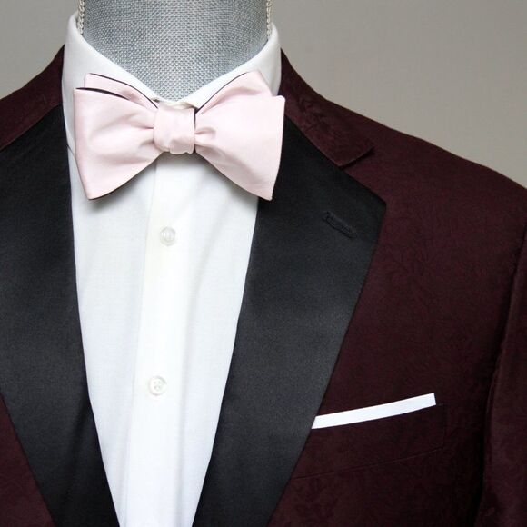 Men's bow tie Silk Pink Black Reversible Self - tied Bow tie Gift Box - Picture 5 of 13